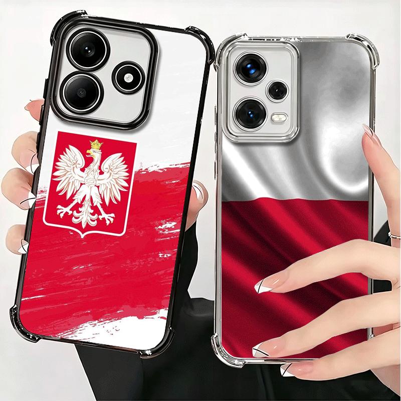 Poland Flag White Red Soft Phone Case For Xiaomi Redmi Note 14 15 Pro Plus 13 12 11S 11T 5G 10 9S 9 Plating Anti-Fall Fundas
