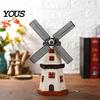 Décor de Moulin à Vent Miniature Ornements Hollandais, Mini Statue Vintage Hollande, Œuvre d'Art en Résine, Petite Figurine Modèle Classique, Ornement de Bureau Rustique