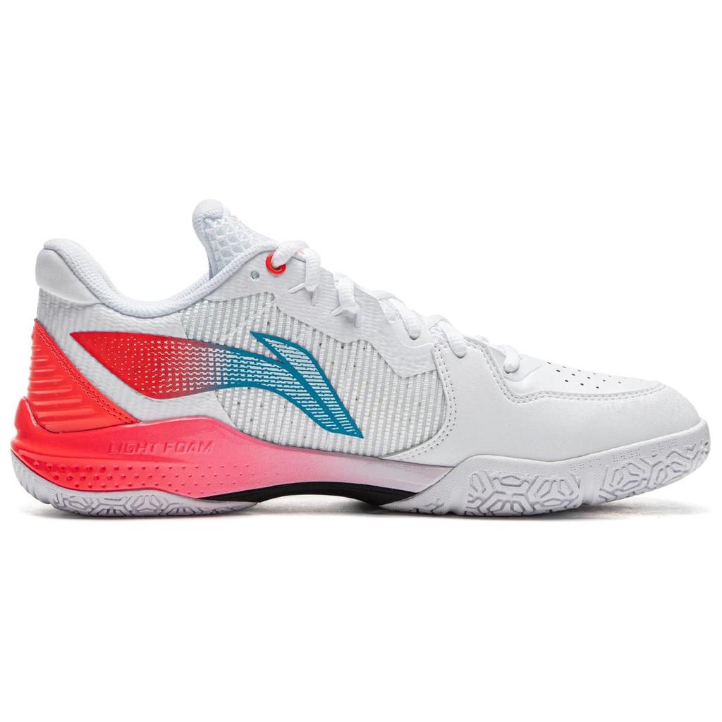 New LiNing Lightweight Rebound Low Top Badminton Shoes Unisex White Red AYZU015-2