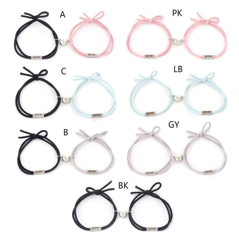 2 Pieces Friendship Bracelet Matching Heart Wristband for Women Men Magnet Bracelets Set for BFF Friends Rope Bracelet