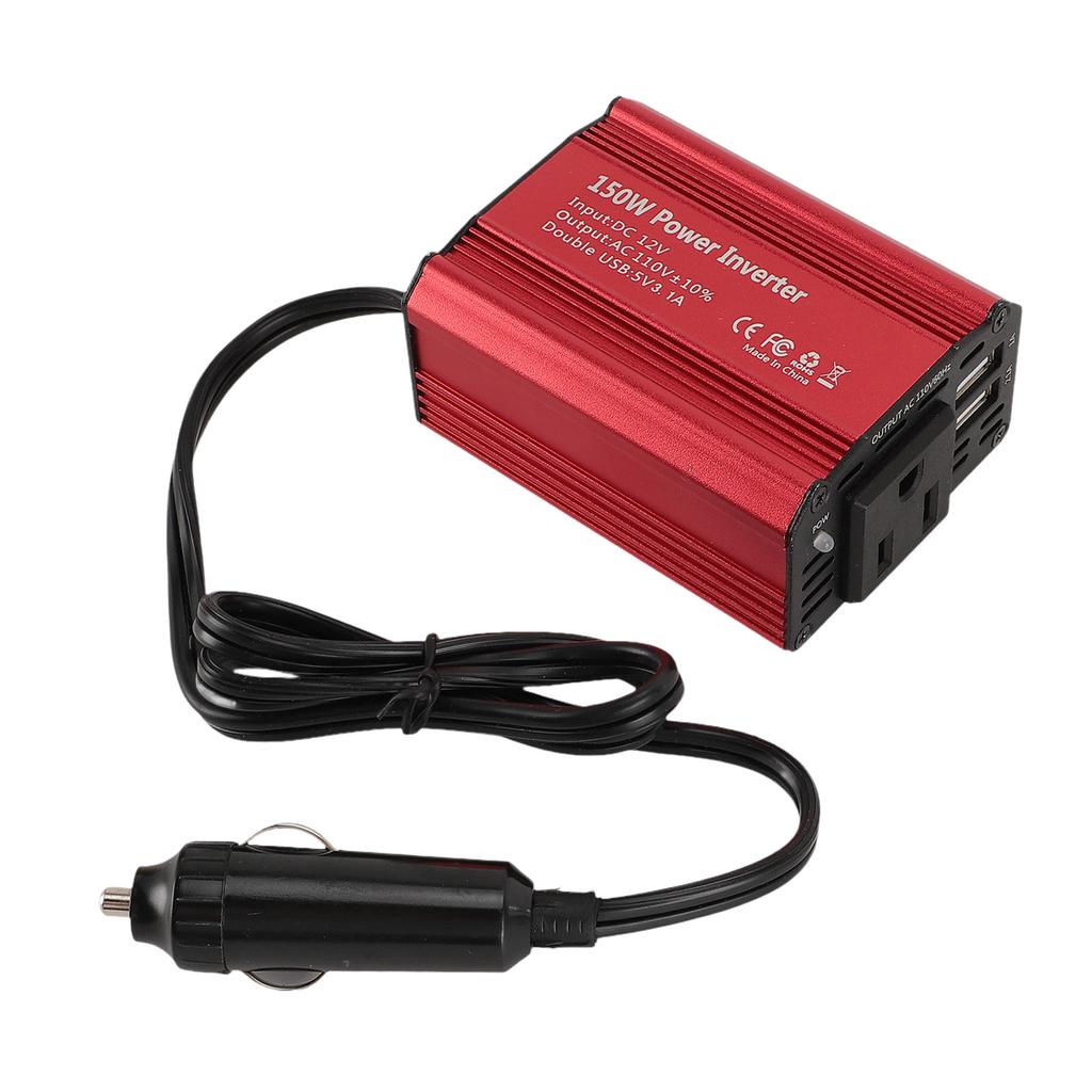 150W Power Inverter DC 12V To 110V AC Fast Charging Car Inverter with 2.1A 1A Dual USB Car Adapter