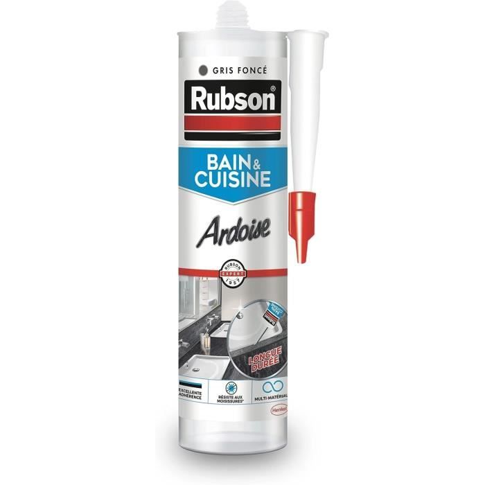 Mastic sanitaire - rubson - 280 ml - élastomère silicone - anti-moisissures - ardoise