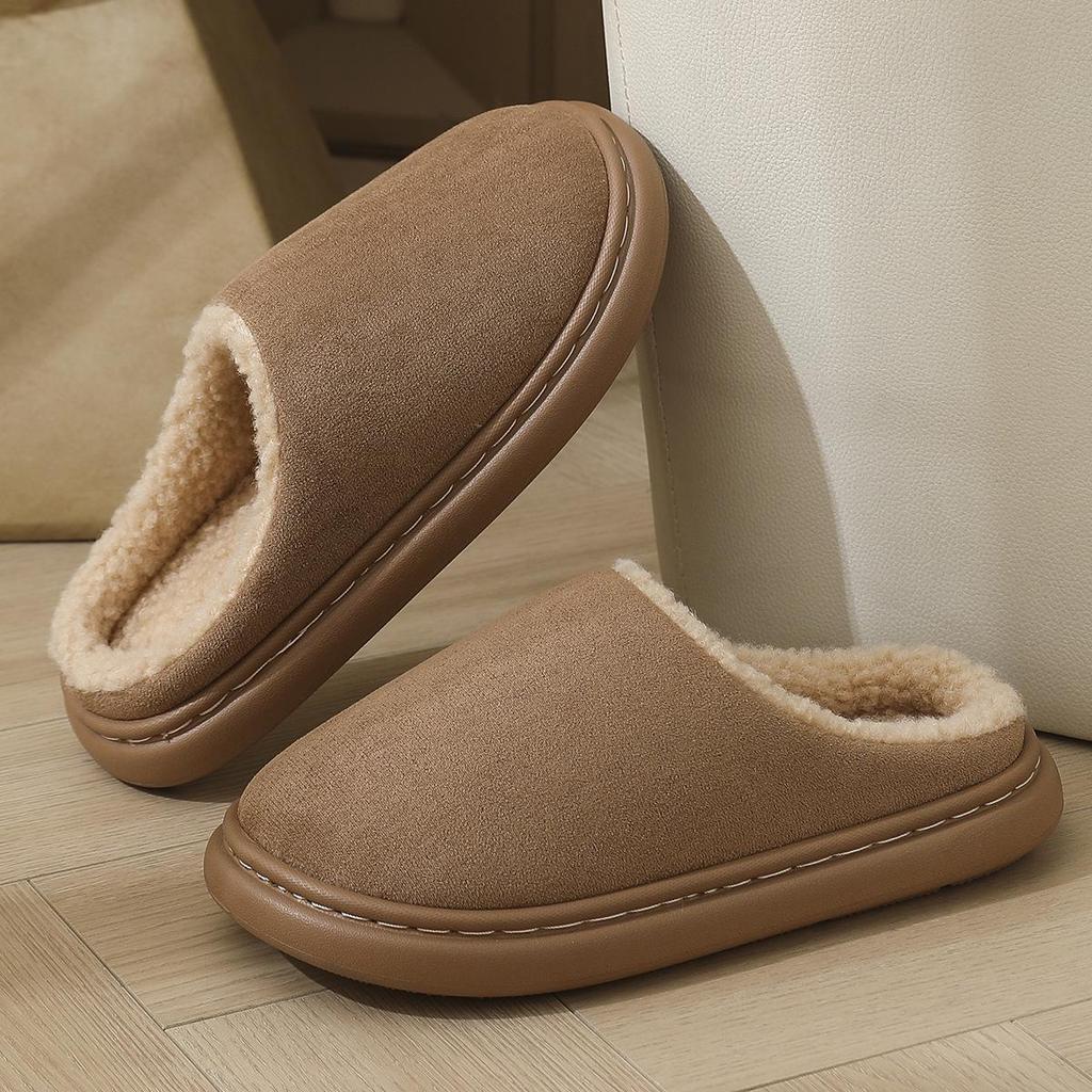 2025 Cotton Slippers: Cozy, Non-Slip Closed-Back Shoes for Couples - Women's & Men's Thick Sole for Autumn/Winter