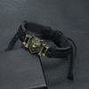 Vintage Braided Leather Bracelet Hand String Copper Zinc Alloy Wolf Head Imitation Cowhide Bracelet Jewelry for Men and Women