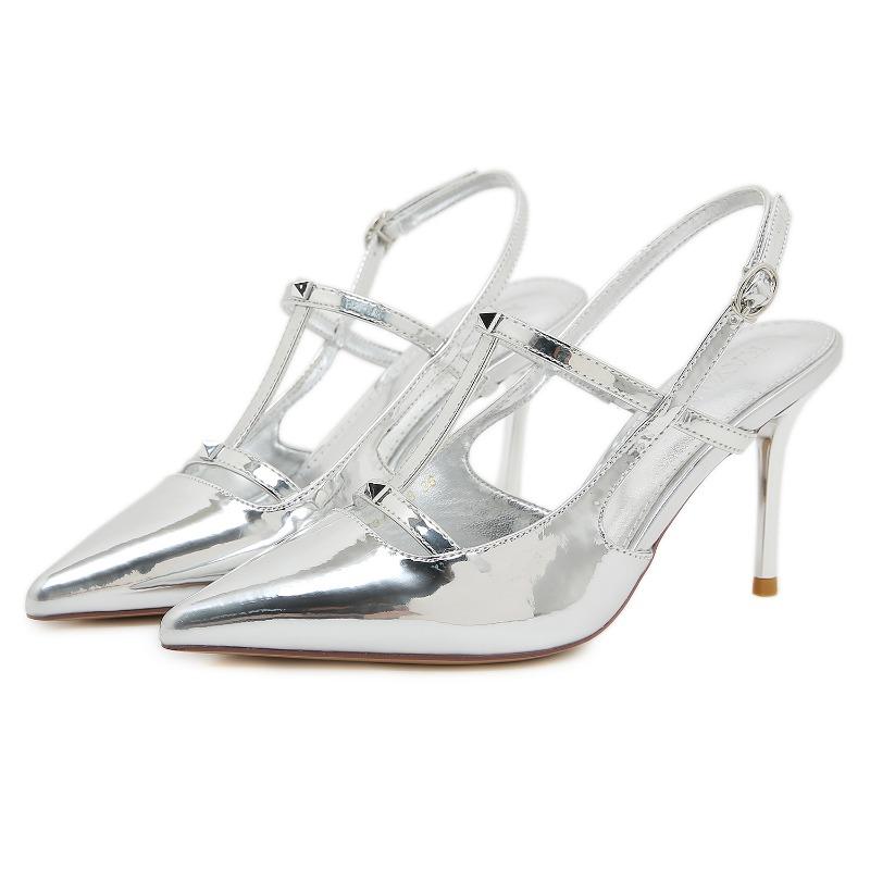 Sexy Small Heels, Slim Heels, Minimalist Pointed Sandals, 9cm Toe Closure High Heels Sandals Women Shoes