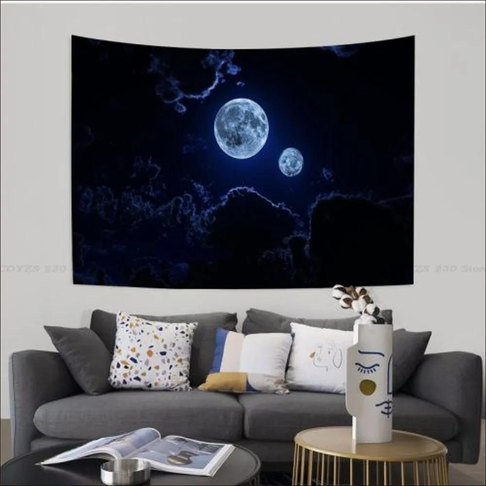Night Starry Sky and Moon Tapestry Office Living Room Tapestry Home Wall Decoration Tapestry