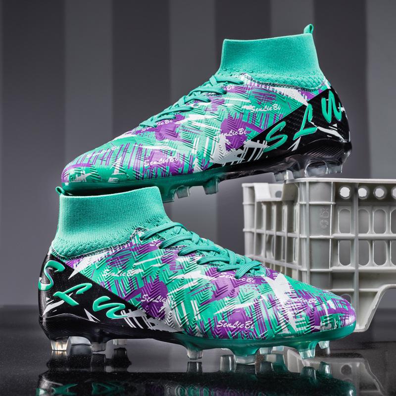 High Top Football Shoes Spike Football Shoes TF Broken Nail Training Shoes Football Men's