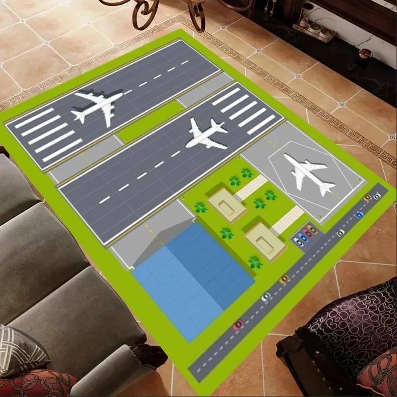 Runway Pattern Floor Mat Soft and Durable Soft Flannel Floor Mat Kitchen Floor Living Room Carpet Bedroom Carpets Decoration