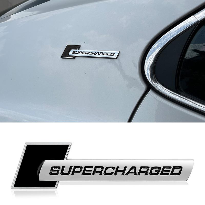 1Pc 3D Metal Letter Metal Supercharged Logo Badge Decal Car Sticker Q7 S Line A6A8D4 B8S6 C5 V6 Supercharged Logo Accessories