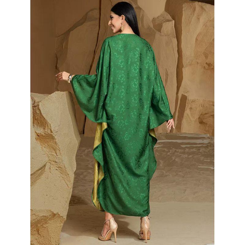 New Middle East Handmade Seam Drill Fashion Robe Dress Hand Sewn Diamond V-neck Dress