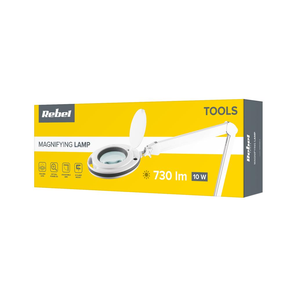 Rebel 5D 10W 5" 730 Lm 6500 K Workshop Lamp With Magnifying Glass