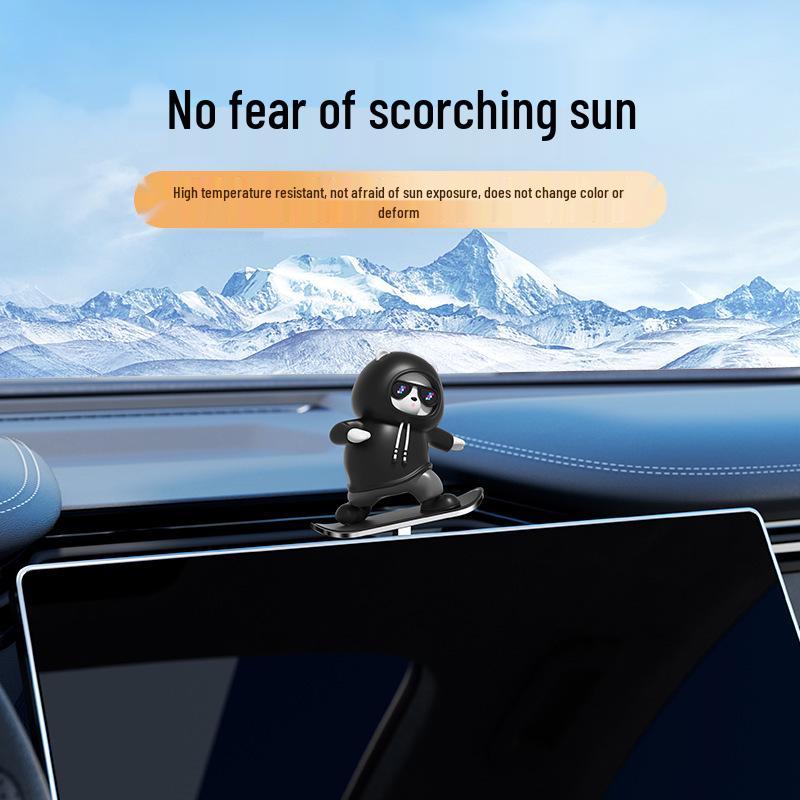 Hot-Selling Car Skateboard Bear Ornament – Creative DIY Wiggle Bear Cartoon Decoration