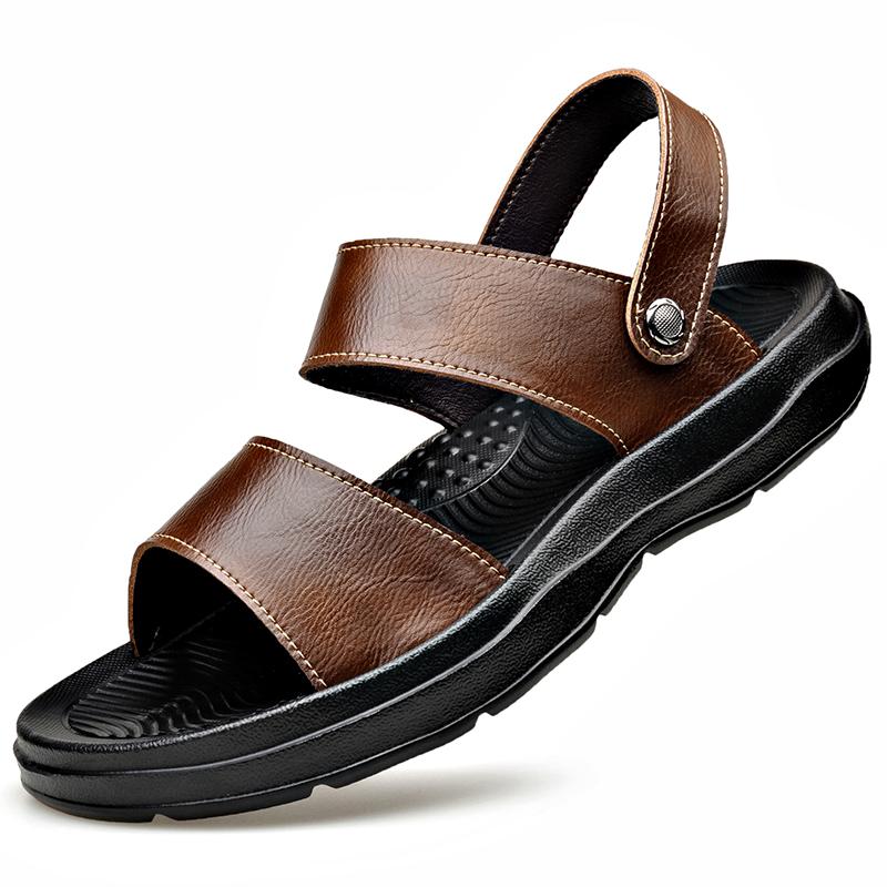

Fashion Beach Flip-Flop Garden Shoes Summer Sandals for Men Outdoor Flats Casual Sport Slippers Leather Non-slip Breathable Roman Shoes 46