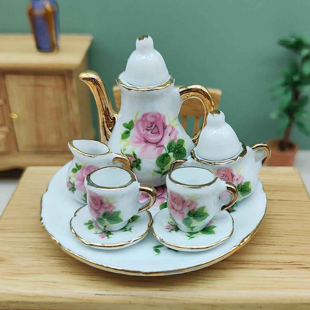 9 stiler Kina Tekopp Mini Dukkehus Flaskesett for 1/6 BJD Dukke/for 1,5" Barbie Dukke/Blythe Dukke