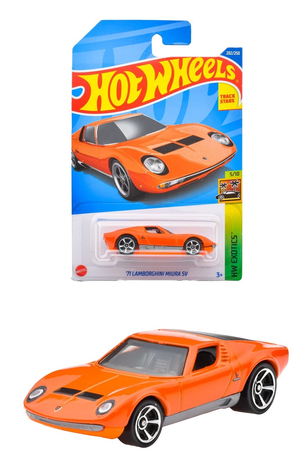 

Hot Wheels Базовая машинка Lamborghini Miura SV 3 и HHF53 Оранжевый 71 [Возраст] оранжевый