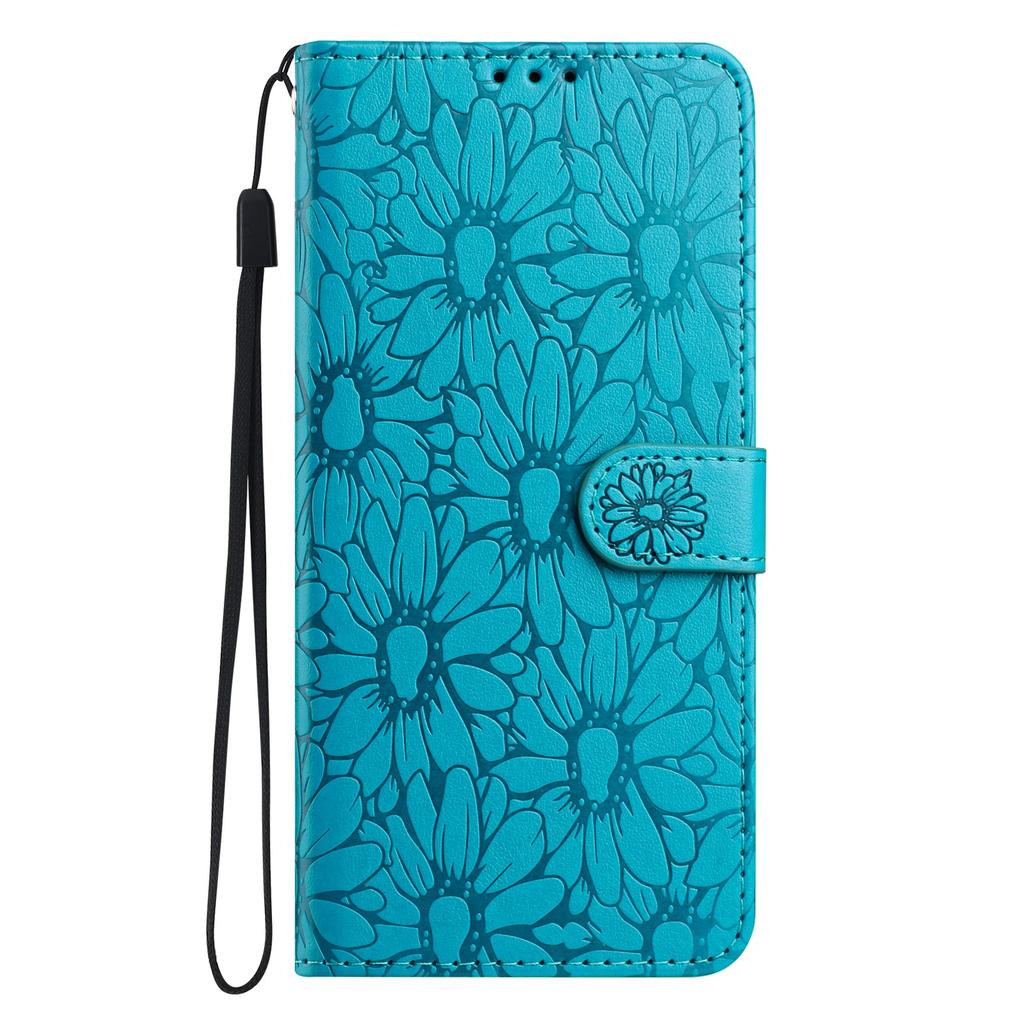 Applicable to iPhone17 leather case Samsung S26 small daisy embossed flip card mobile phone leather case Pixel 10A
