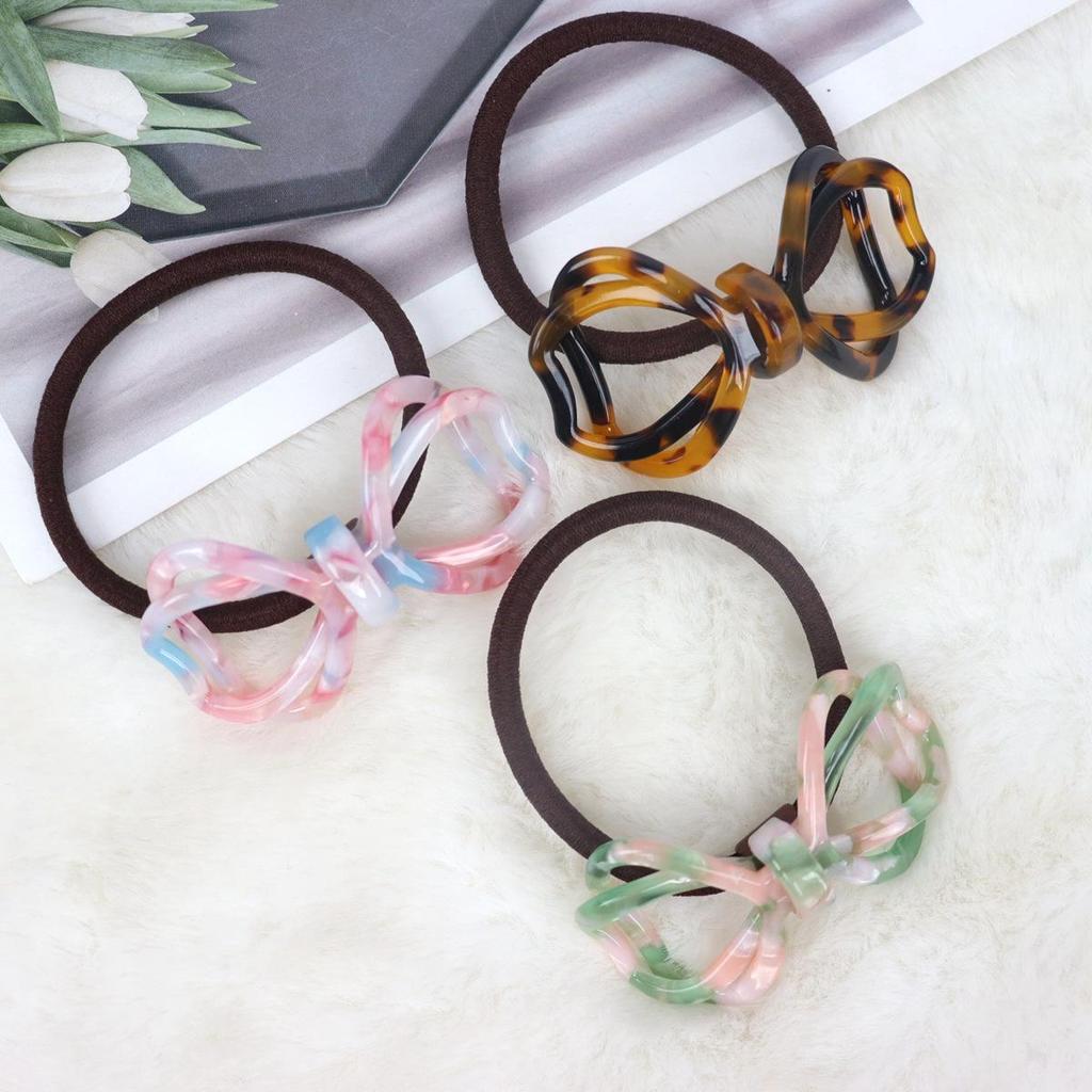 Nan Rui High Elasticity Bow Hair Tie, Korean Style Acetate Pearlescent Floral Ring