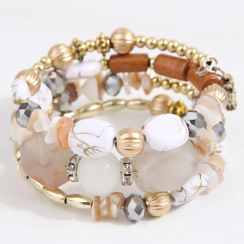 Set di bracciali con perline con ciondolo in Boemia per donne, bracciali con perline in lega fatti a mano vintage, gioielli da festa in stile Boho femminile