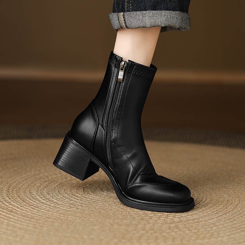 Krazing Pot Microfiber Winter Round Toe Modern Platform Size 33 Boots Size 43 Women Fashion Ankle Boots