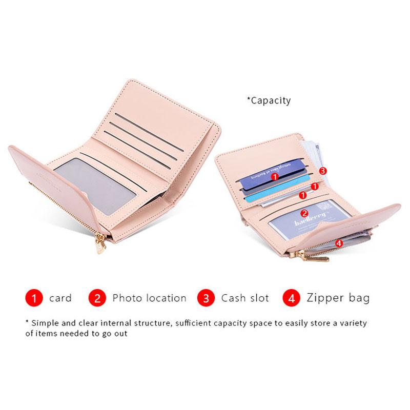 Baellerry Women's Casual Korean Style Short Pu Wallet with Multiple Card Slots Fashion Coin Purse Mini Card Holder