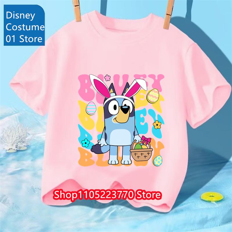 Koszulka Dziecięca z Motywem Bluey Chłopcy Dziewczynki Jesień Zima Kreskówkowy Graficzny Krótki Rękaw Codzienne Ubranie Góra