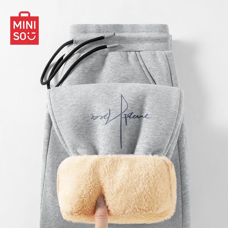 

MINISO Men s Lamb Fleece Lined Thickened Winter Joggers 2XL