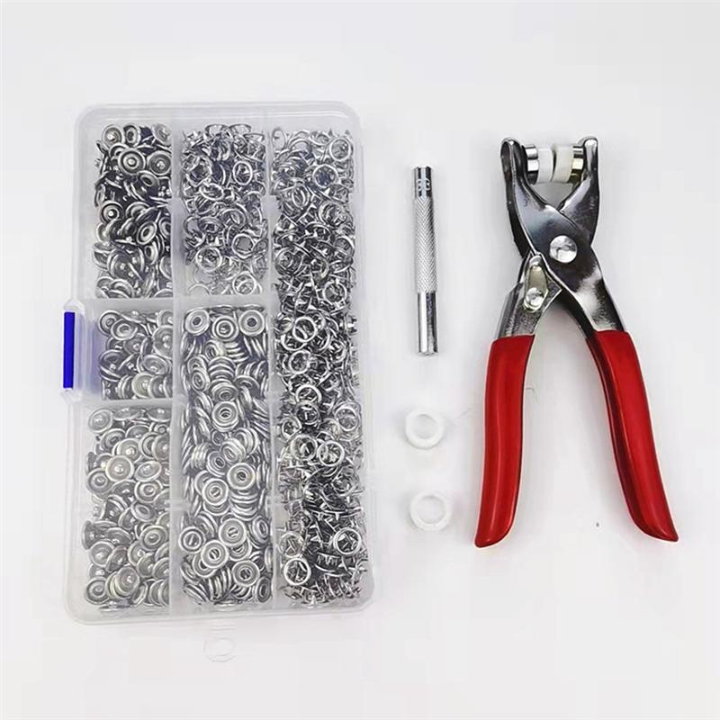 M-Modern-200Pcs 9.5Mm Sewing Concealed Buttons-Prong Ring Press Studs Snap Fasteners Clip Pliers DIY Clothes Five Claw Buckle Ki