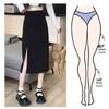 2024 Spring Trendy Black High Waist Bodycon A-line Midi Skirt for Women