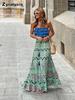 Floral Print Midi Skirt Women Summer Casual Vacation Maxi Dress