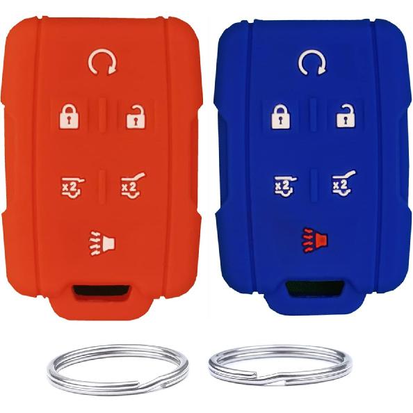 Silicone Keyless Remote Key Fob Cover Case fit for 2017 2016 2015 2014 GMC Yukon Chevrolet Tahoe Suburban. Part Number:M3N-32337100(6 Buttons)
