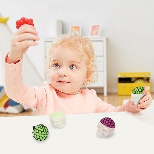 Brain Anti-stress Ball with Its Anti-stress Skull Support
