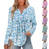 Mote Dame Casual Plissert V-hals Ensfarget Langermet T-skjorte Elegante Topper