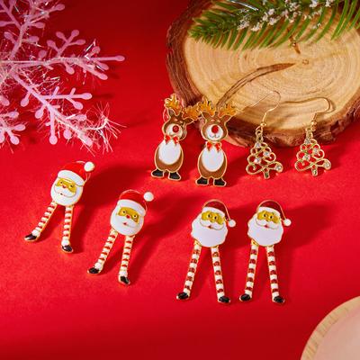 2024 Santa Tree Elk Exquisite Christmas Earrings Ladies Elegant Temperament New Year's Party Charm Zircon Gift
