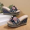 Fashion 2025 Women's Sandals Peep Toe Wedge Heel Sandals for Women Summer Fashion Flower Decoration Chunky Platform Thick Bottom Shoes