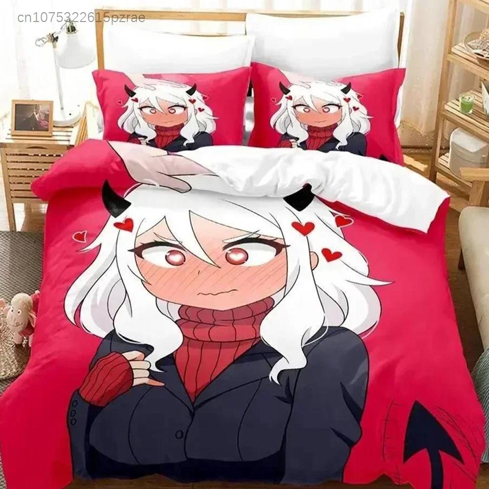 Anime Game Helltaker Bedding Set Printed Bed Set With Pillowcase Bed Duvet Cover Soft Queen King Size Bedclothes Home Boys Adult