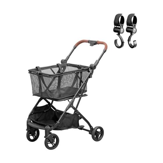 ottostyle.jp Foldable One-Touch Shopping Cart Compact Storage One-Touch Lightweight 4 Wheel Shopping Cart with Brake Checkout Basket Removable 2