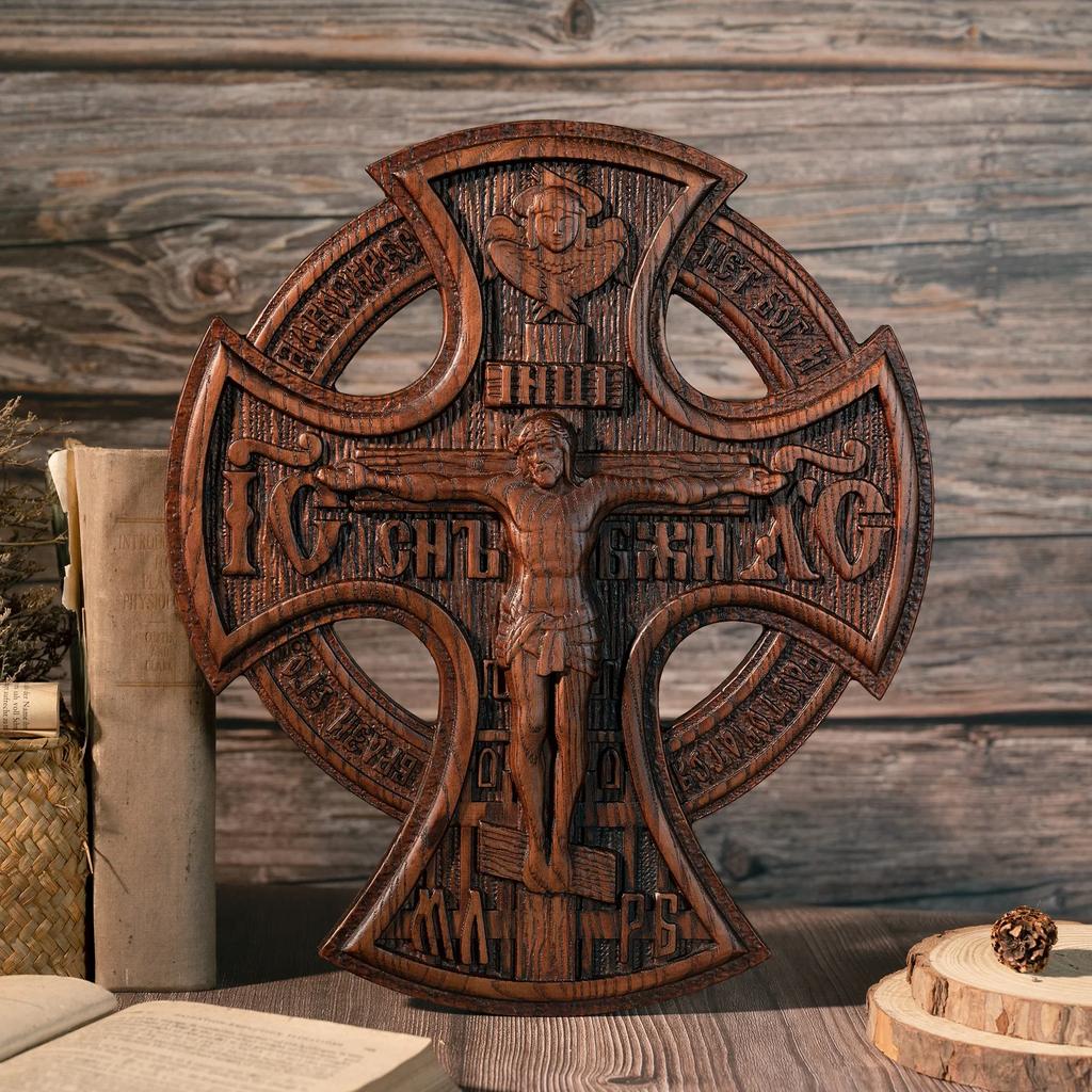 Vintage Jesus Crucified Cross Church Icon Religious Statue Wood Home Holy Statues