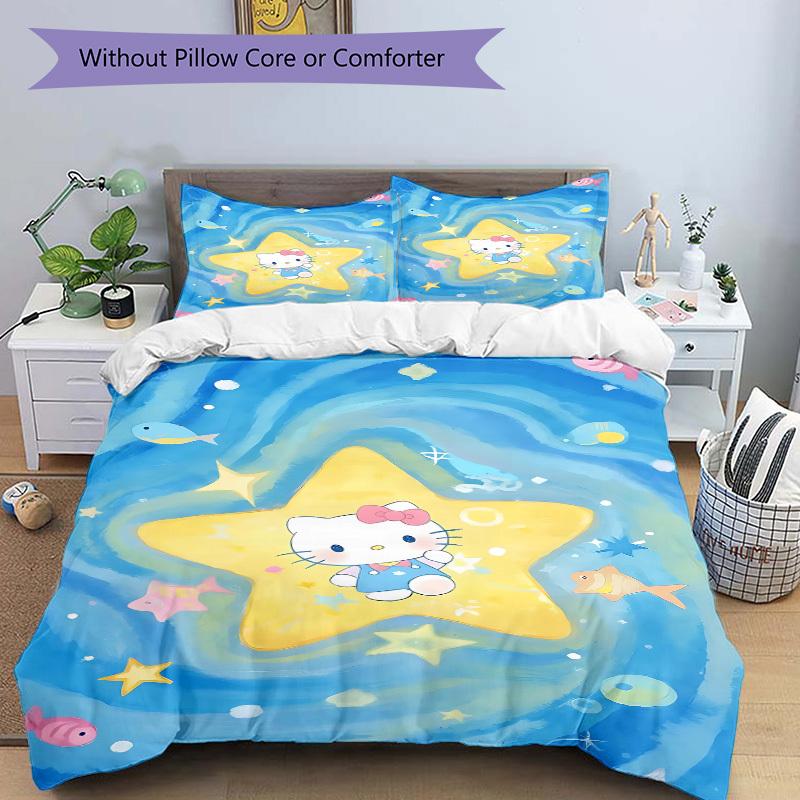 3pcs Hello Kitty Bedding Set. Soft and Comfortable with No Core Included (1x Duvet Cover + 2x Pillow Covers) Yy251031084
