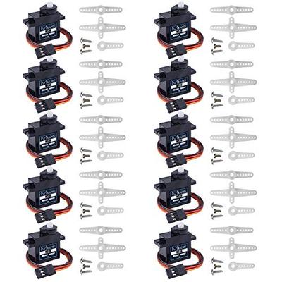 Miuzei Micro Servo Motor, 9g, 180°, 10 Metal Gears, High Torque, for RC Helicopters, Airplanes, Boats, Robots, and Arduino