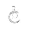 Popular Little Moon Pendant Necklace Setting: Women's Copper DIY Inlay, Fits 6-10mm Round Cabochon, Imitation 925 Silver Finish.
