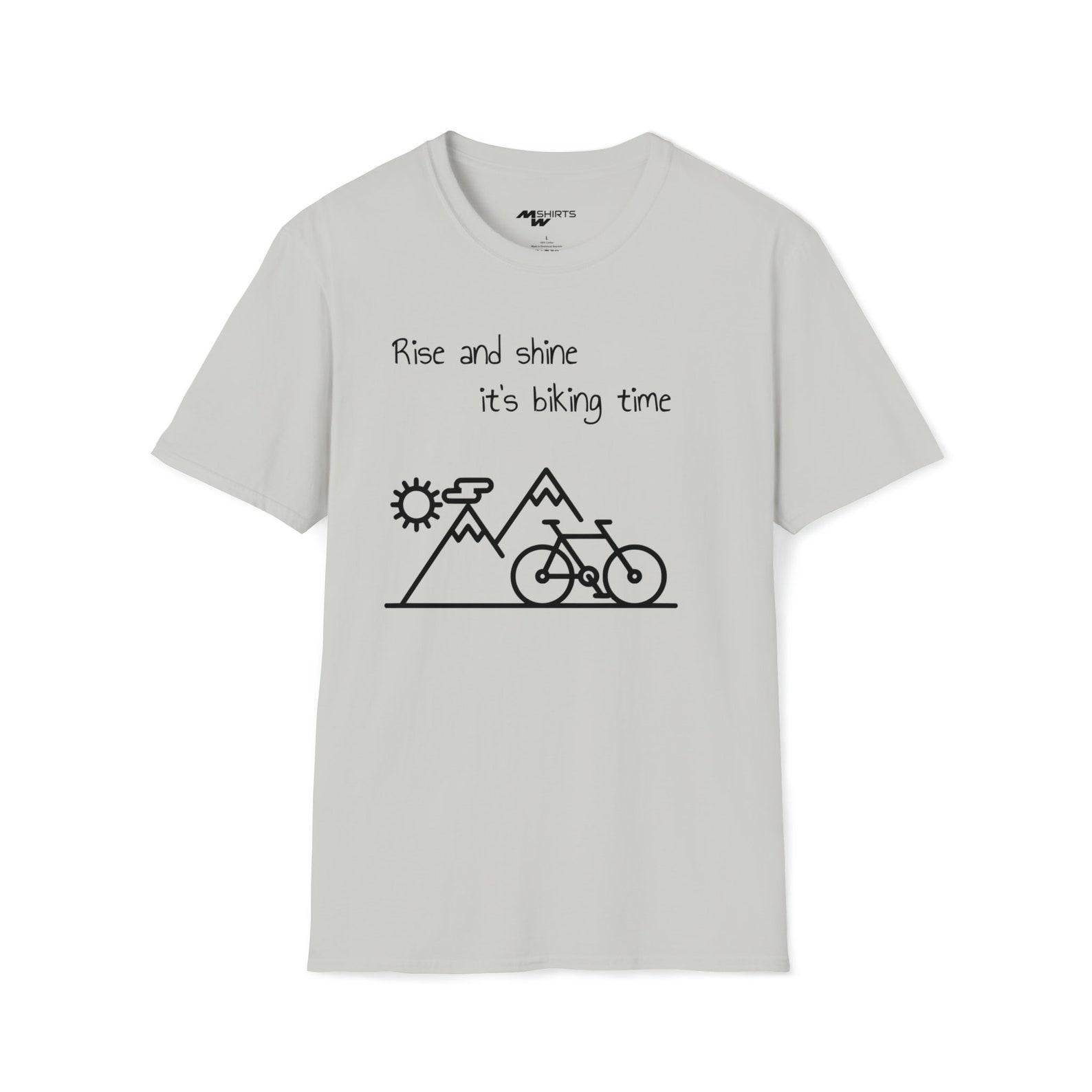 Rise and Shine, It s Biking Time Minimalistic Mountain Bike Tee/ Unisex Softstyle T-Shirt M