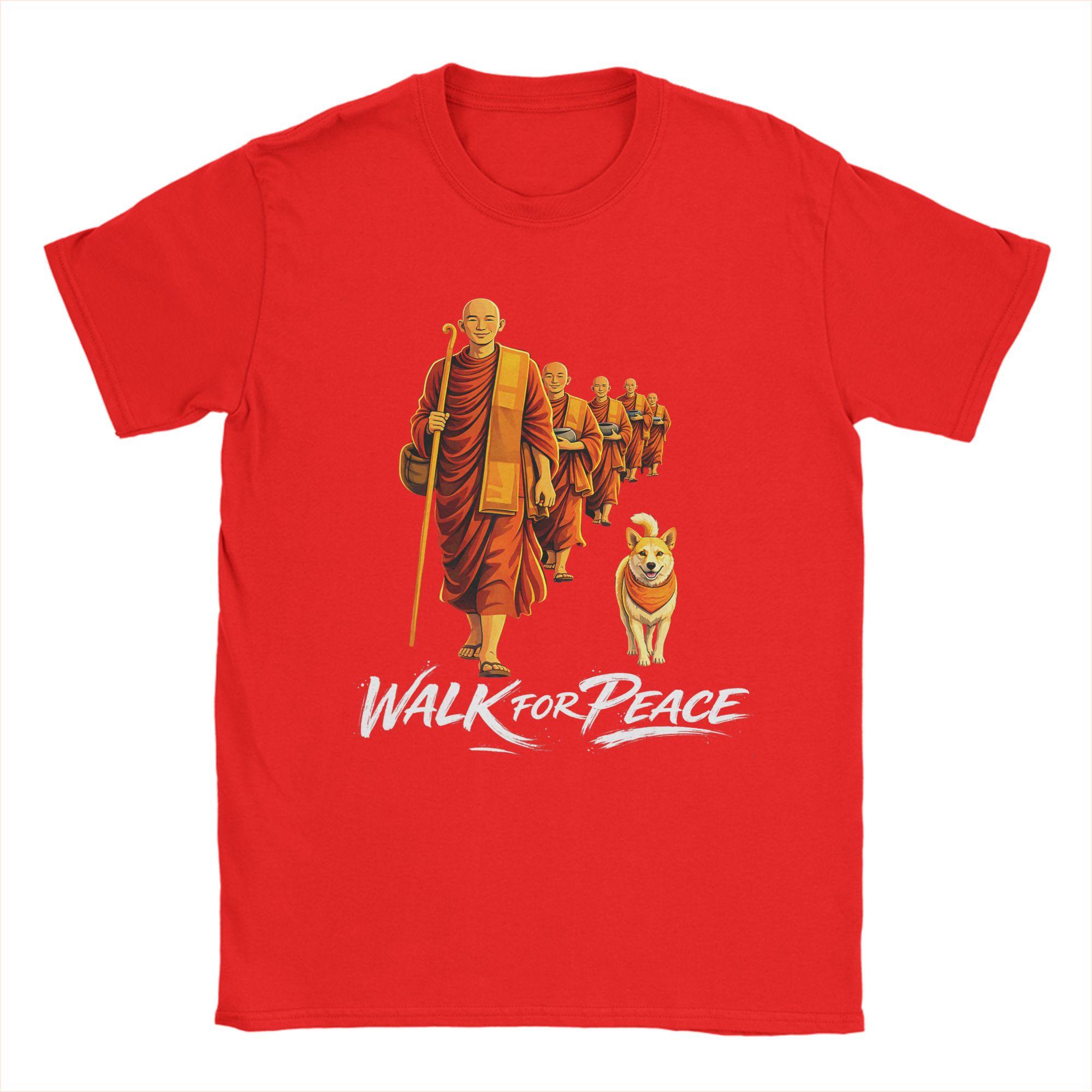 Walk For Peace Zen Buddhists Monks Aloka Dog T Shirts Unisex Cotton Vintage TShirts Crewneck Tee Shirt Short Sleeve Clothing 6XL S