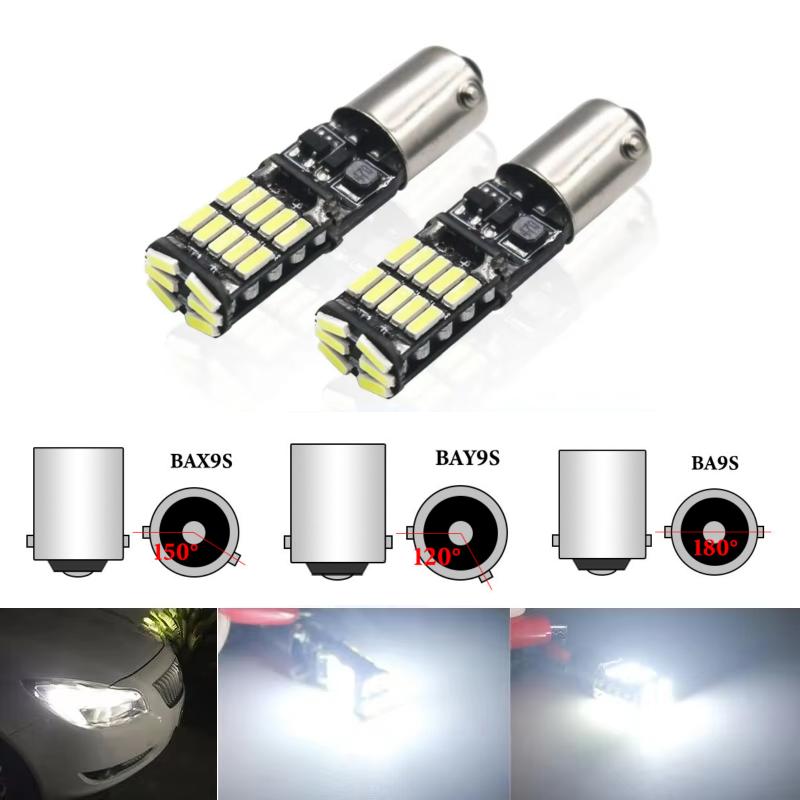 

2 шт. BA9S BAY9S BAX9S T4W H6W 4014 26SMD Лампа освітлення салону Лампа приладової панелі Лампа плафона Бічна клинова лампа 2pcs&BAX9S білий