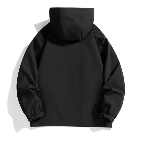 Couple Waterproof Jacket Hooded Long Sleeve Spring Autumn Casual Jacket with Pockets Solid Color Outdoor Travel Outerwear