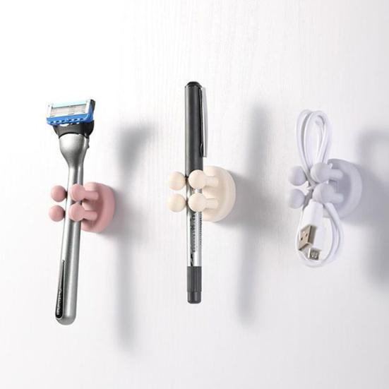 Sticky Hook No Punch with Four-Claw Design Hook Silicone Soft Claw Mold-Free Adhesive Hook for Bathroom And Desktop