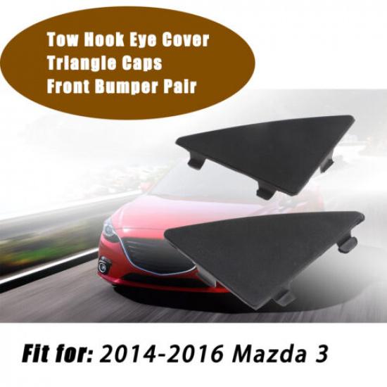 Tow Hook Eye Cover Triangle Caps Front Bumper Pair for 2014-2016 Mazda 3