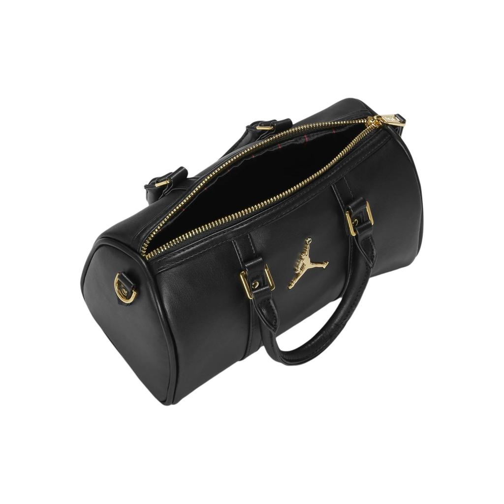 Jordan Bolso Boston de Cuero y Poliéster con Logo de Aviador Metálico Unisex Bolsos de Mano Negro DR5595-010
