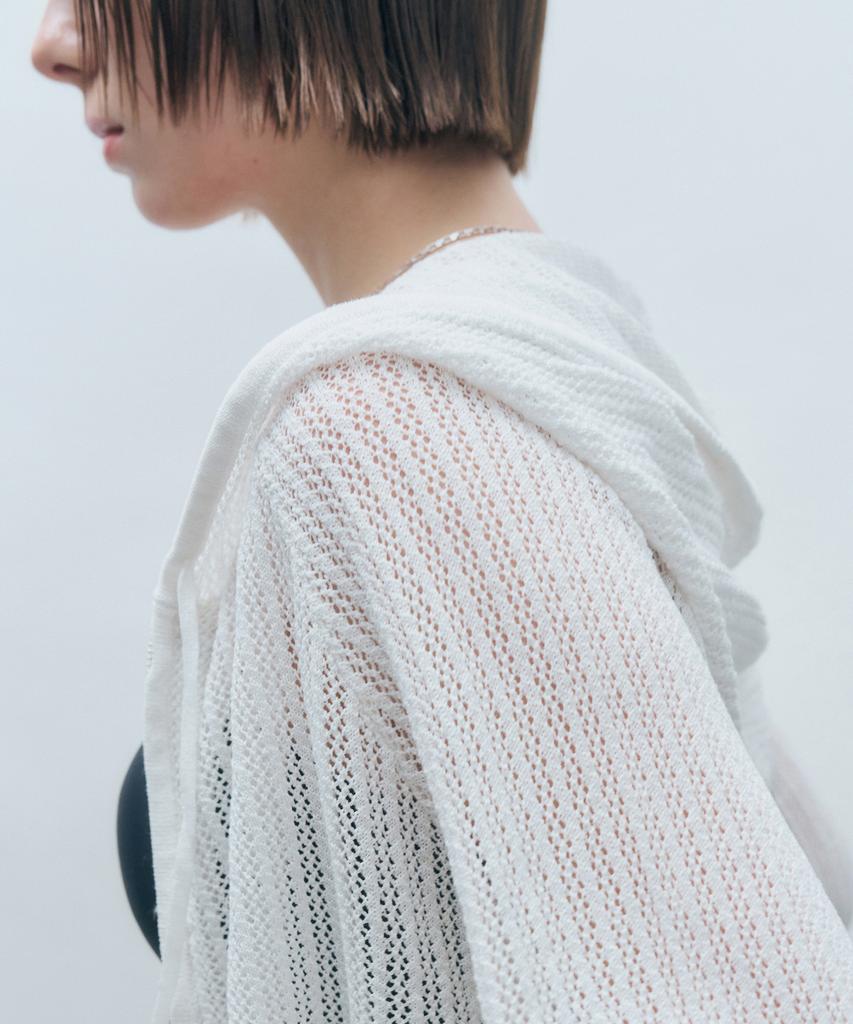 Mongdol Crochet Knit Zip-Up Hoodie In Ivory Mdcd040Ivory