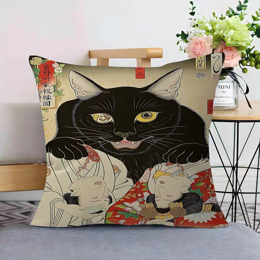 Lustige japanische Frau schreit Katze Hund Doge Kissenbezug Auto Überwurf Kissenbezug für Sofa Auto Weihnachtsgeschenk 40x40cm 45x45cm