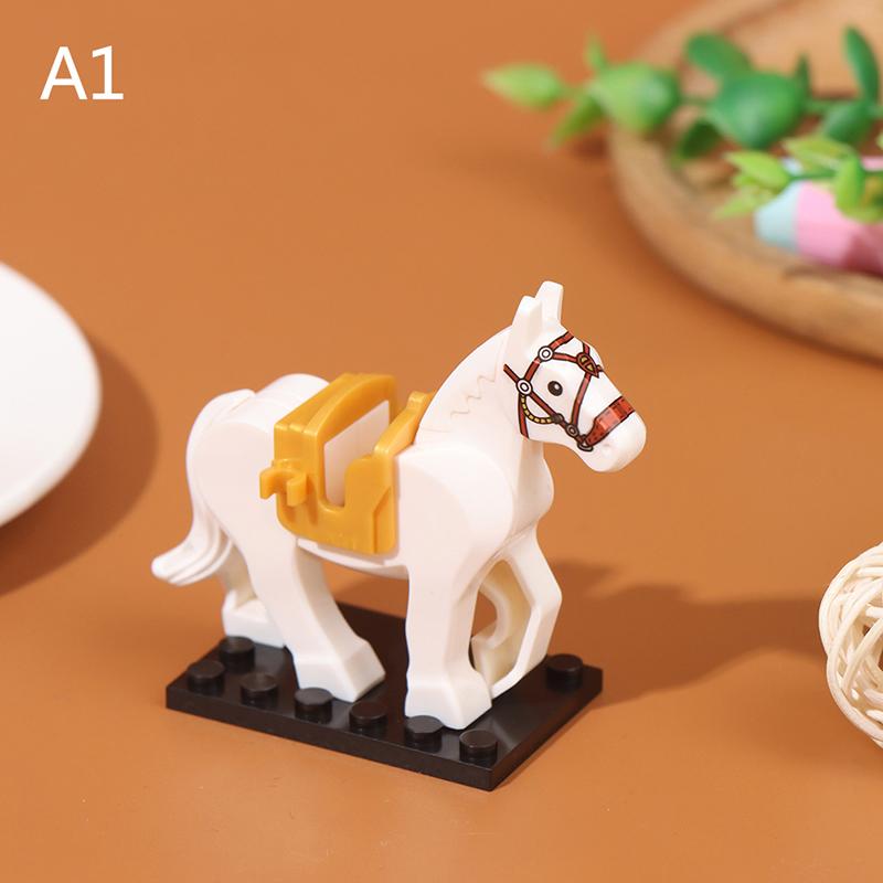 1pc Plastic Blocks Mini Blocks Action Figures War Medieval Knight Horse Wolf Saddle Bridle Toy Blocks For Children